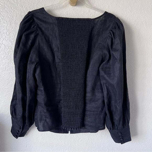 NEW Reformation MICAH CROPPED SMOCKED LINEN TOP size 16 - Picture 7 of 11